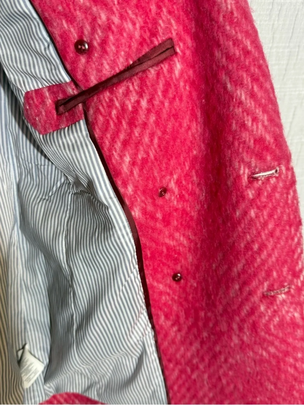J. Crew Women's Diamond Tweed Peacoat‎ In Raspberry bubblegum pink  Wool Size: 2